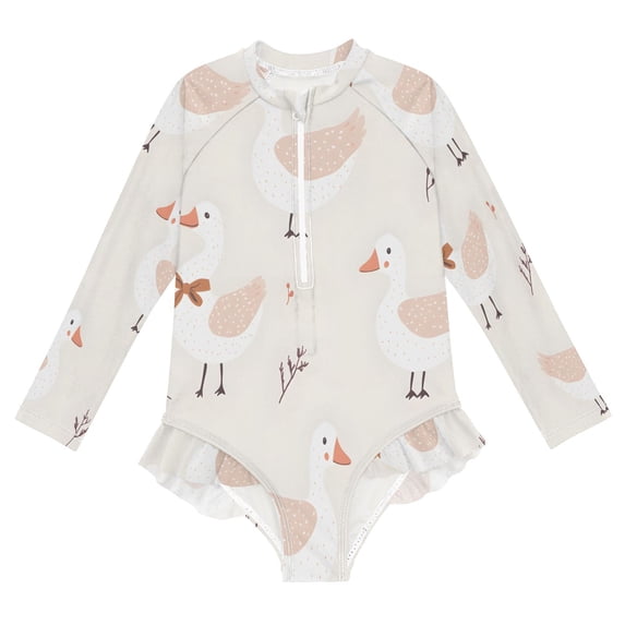 BZSMCE Swimwear Cute Duck Pattern For Long Sleeve One-Piece Swimsuit ...