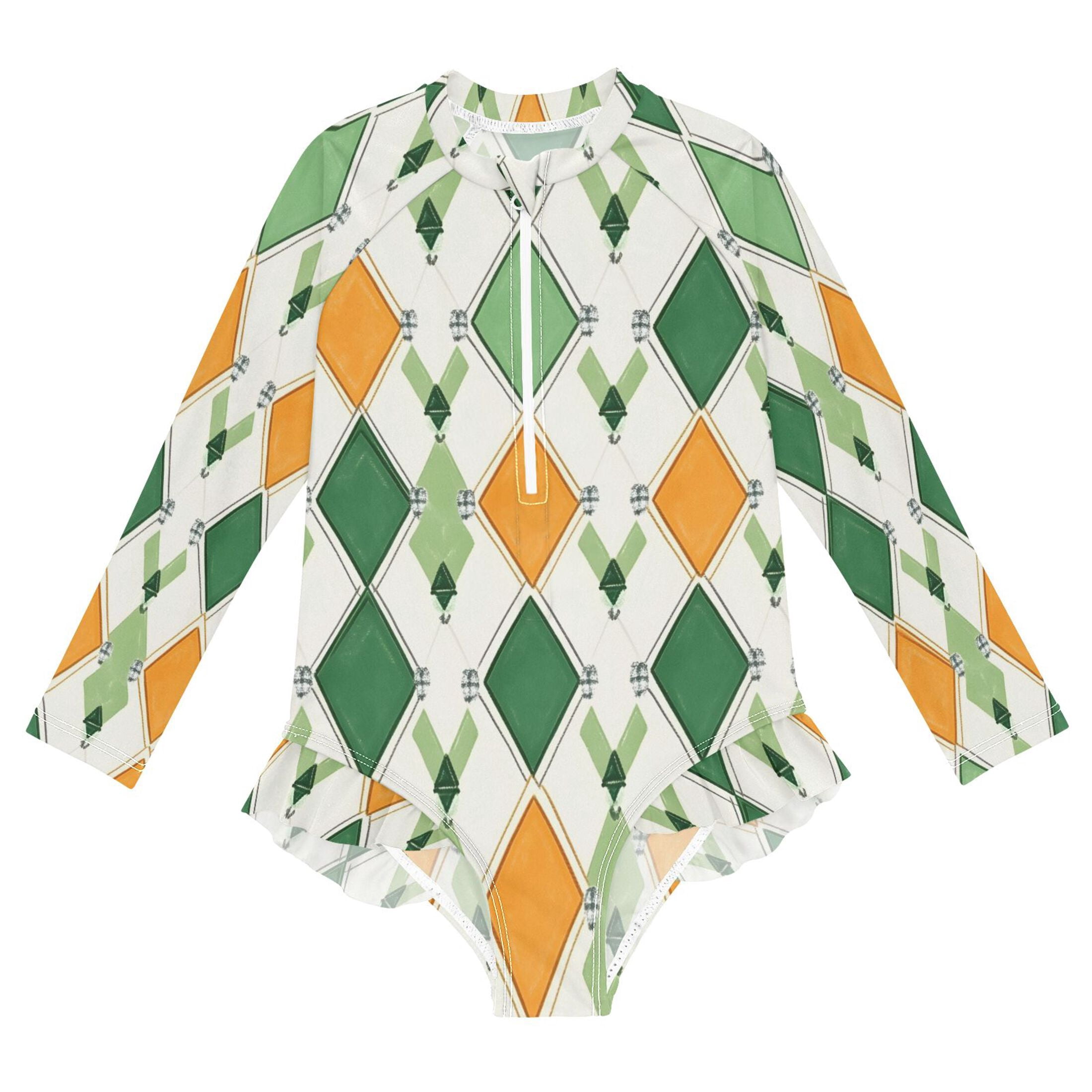 BZSMCE Swimwear Cute Simple St Patricks Checked Pattern For Long Sleeve ...