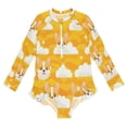 BZSMCE Swimwear Dog Yellow Pattern For Long Sleeve One-Piece Swimsuit ...