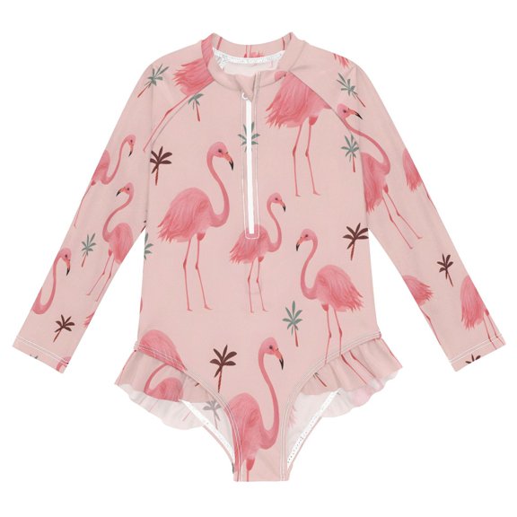 BZSMCE Swimwear Flamingos Pattern For Long Sleeve One-Piece Swimsuit UPF 50 And UV Protection Quick Dry Chlorine ResistantFlamingos Pattern Pattern