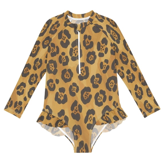 BZSMCE Swimwear Leopard Animal Skin 1 For Long Sleeve One-Piece ...