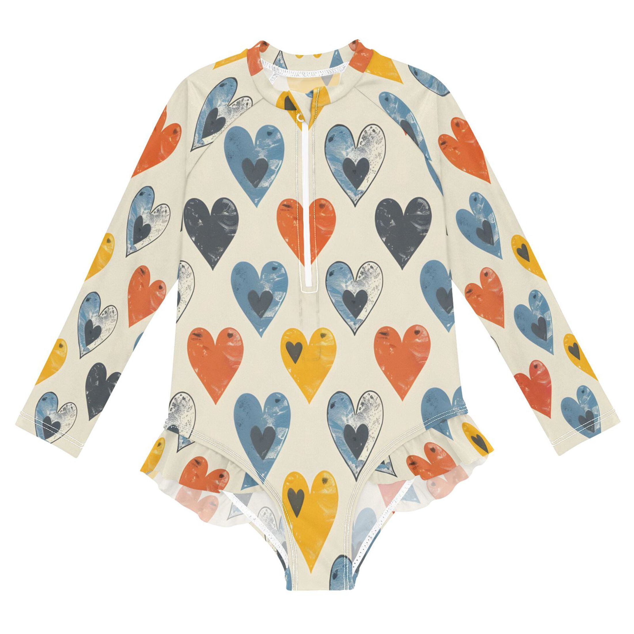 BZSMCE Swimwear Repeat Love Colorful Tile Pattern For Long Sleeve One ...