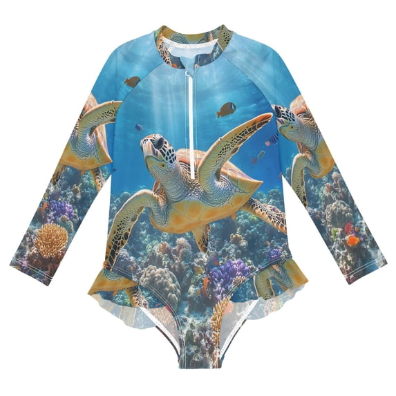 BZSMCE Swimwear Turtle For Long Sleeve One-Piece Swimsuit UPF 50 And UV ...