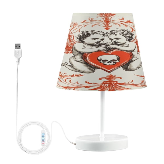 BZSMCE Table Lamp Creative Angel Holding A Heart Simple Pattern Night Light