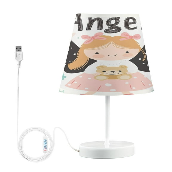 BZSMCE Table Lamp Creative Angel Holding Bear Pattern Simple Pattern Night Light