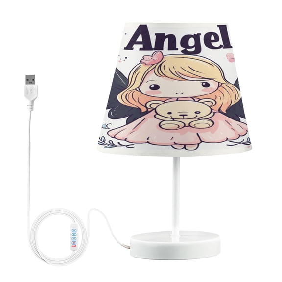 BZSMCE Table Lamp Creative Angel Holding Bear Simple Pattern Night Light