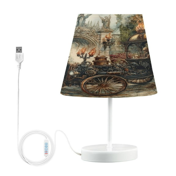 BZSMCE Table Lamp Creative Art Steampunk Train Printing Simple Pattern Night Light