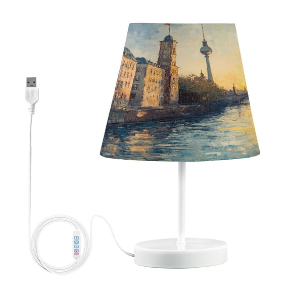 BZSMCE Table Lamp Creative Art Tower Bridge Painting Simple Pattern Night Light