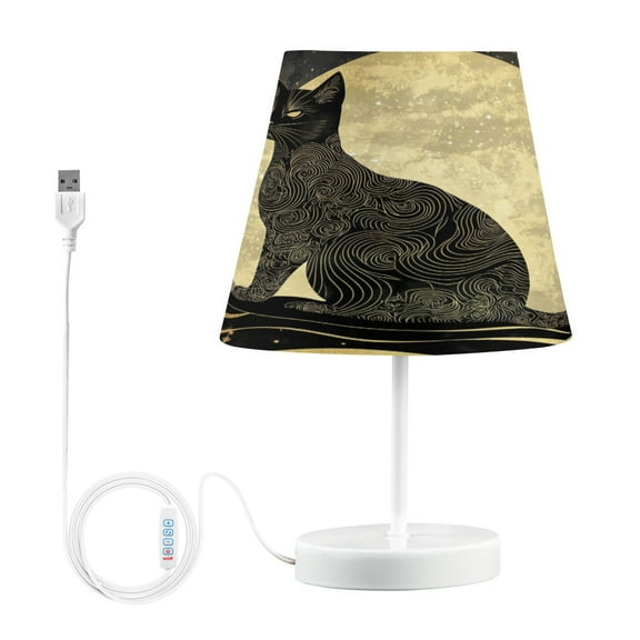 BZSMCE Table Lamp Creative Black Cat on Full Moon Simple Pattern Night Light