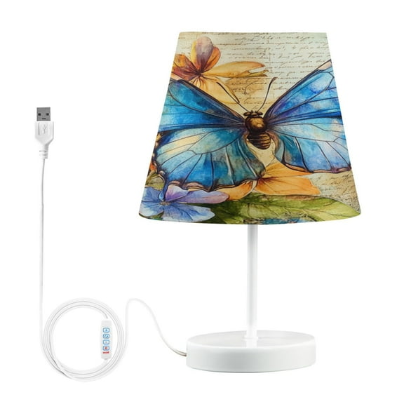 BZSMCE Table Lamp Creative Blue Butterfly Printed Simple Pattern Night Light