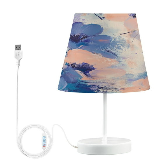 BZSMCE Table Lamp Creative Blue Flowers Paintting Simple Pattern Night Light