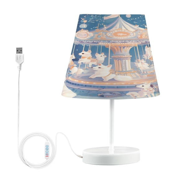 BZSMCE Table Lamp Creative Cartoon White Fox Simple Pattern Night Light