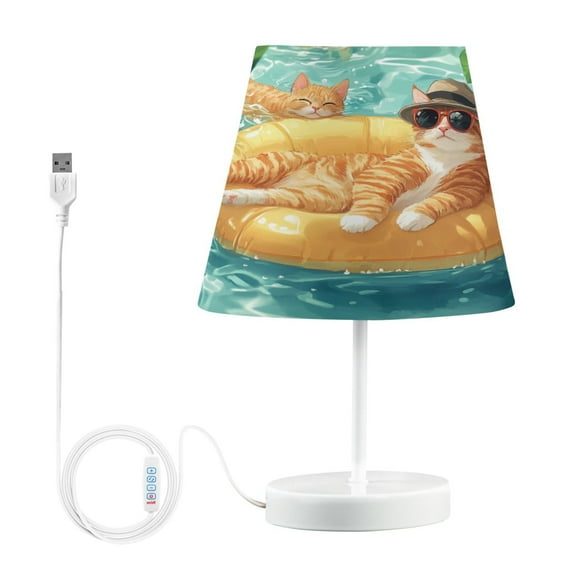 BZSMCE Table Lamp Creative Cats Relaxing in Pool Simple Pattern Night Light