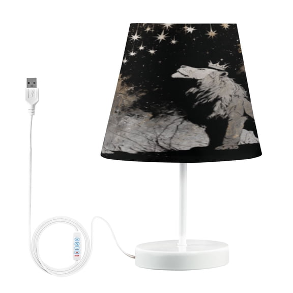 BZSMCE Table Lamp Creative Celestial Wolf under Starry Sky Pattern Simple Pattern Night Light