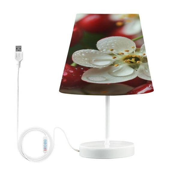 BZSMCE Table Lamp Creative Cherries with Flower Pattern Simple Pattern Night Light