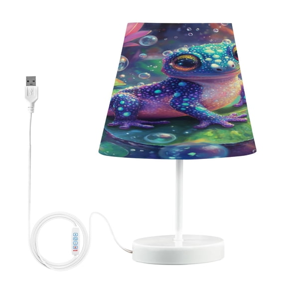 BZSMCE Table Lamp Creative Colorful Frog Among Lotus Blooms Pattern Simple Pattern Night Light