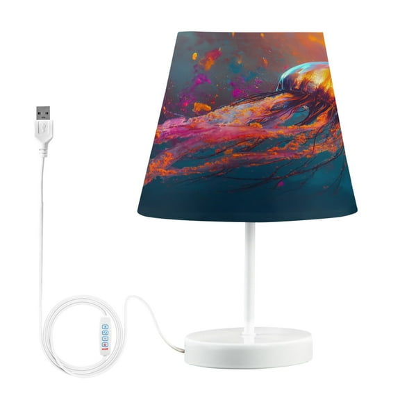 BZSMCE Table Lamp Creative Colorful Jellyfish Art Simple Pattern Night Light