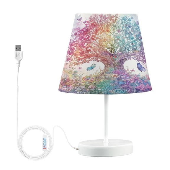 BZSMCE Table Lamp Creative Colorful Tree and Butterflies Simple Pattern Night Light