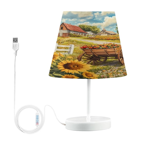 BZSMCE Table Lamp Creative Cow Pulling Flower Cart Simple Pattern Night Light