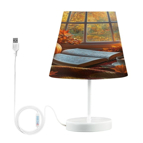 BZSMCE Table Lamp Creative Cozy Autumn Reading Nook Simple Pattern Night Light