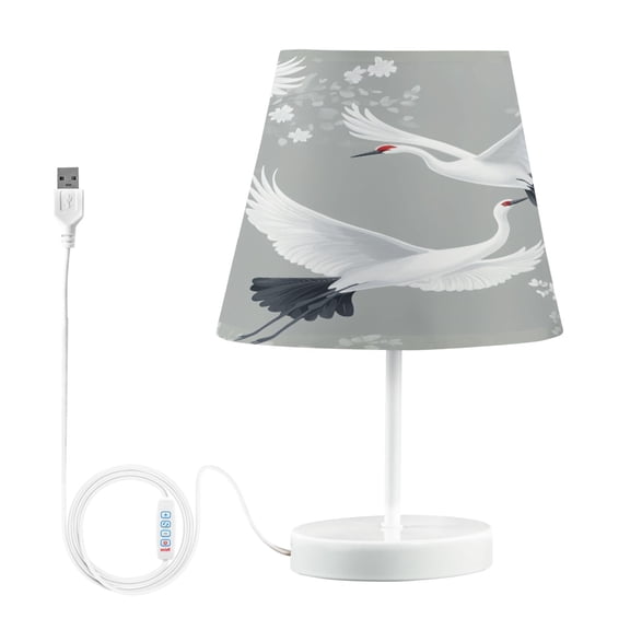 BZSMCE Table Lamp Creative Crane and White Flowers Simple Pattern Night Light