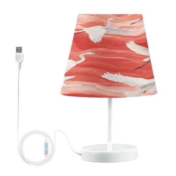 BZSMCE Table Lamp Creative Cranes in Coral Waves Pattern Simple Pattern Night Light