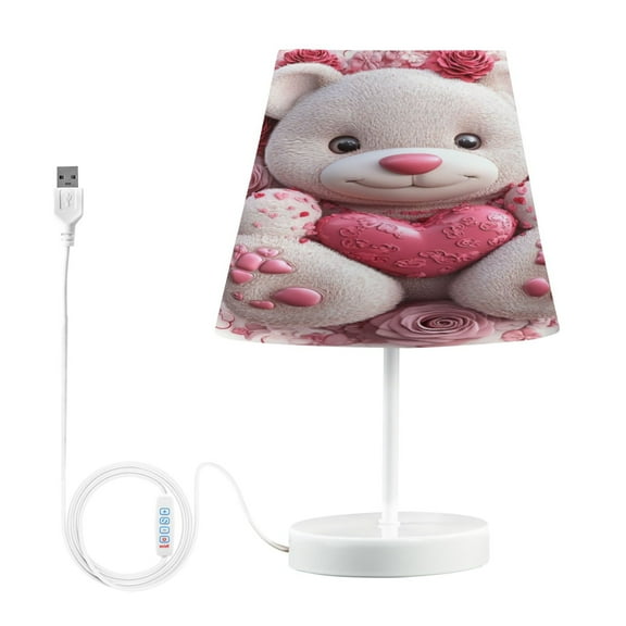 BZSMCE Table Lamp Creative Cuddly Bear in Floral Embrace Pattern Simple Pattern Night Light