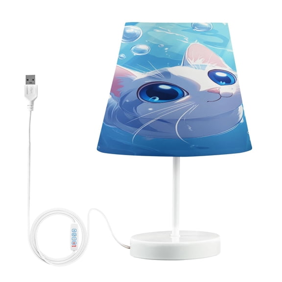 BZSMCE Table Lamp Creative Curious Cat Underwater Pattern Simple Pattern Night Light