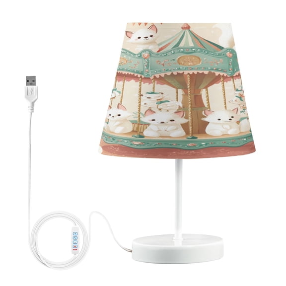 BZSMCE Table Lamp Creative Cute White Fox Simple Pattern Night Light