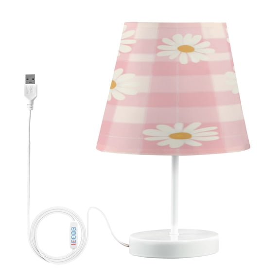 BZSMCE Table Lamp Creative Daisy Gingham Pattern Simple Pattern Night Light