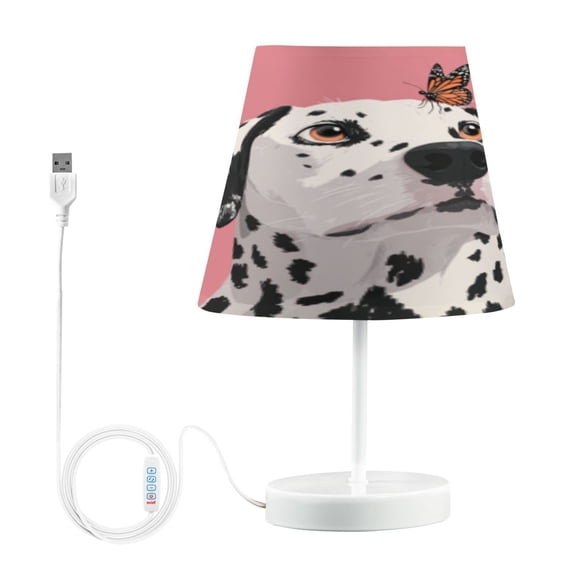 BZSMCE Table Lamp Creative Dalmatian with Butterfly on Nose Pattern Simple Pattern Night Light