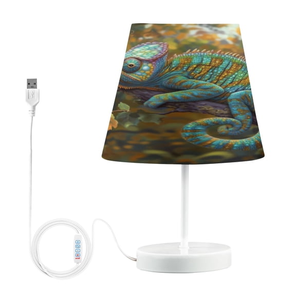 BZSMCE Table Lamp Creative Decorative Chameleon on Leaves Pattern Simple Pattern Night Light