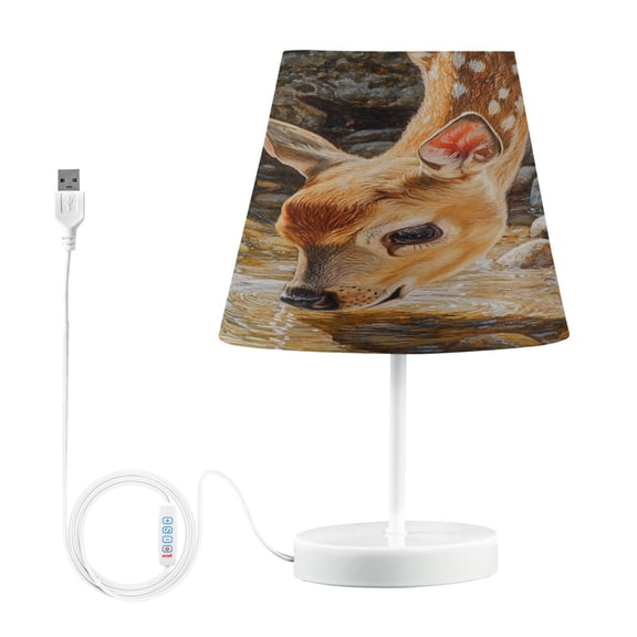 BZSMCE Table Lamp Creative Deer Drinking Water Painting Simple Pattern Night Light