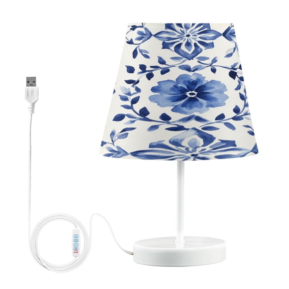 BZSMCE Table Lamp Creative Design Blue Art Flower Pattern Simple Pattern Night Light