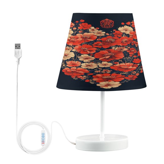 BZSMCE Table Lamp Creative Design Forals Heart Simple Pattern Night Light