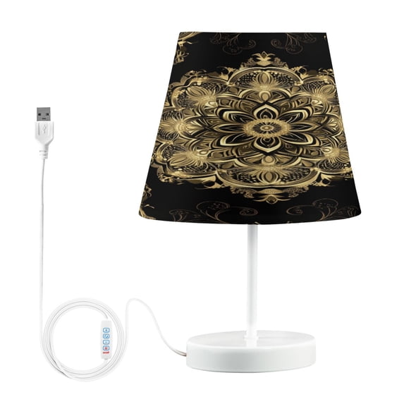 BZSMCE Table Lamp Creative Design Gold Blossom Printed Simple Pattern Night Light