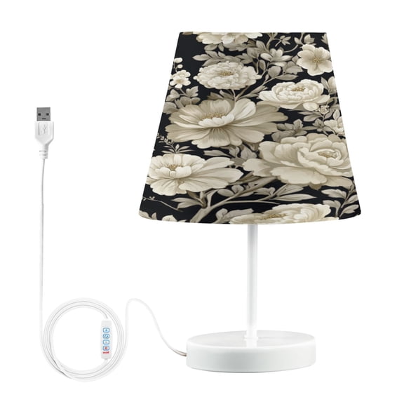 BZSMCE Table Lamp Creative Design White and Black Flower Pattern Simple Pattern Night Light
