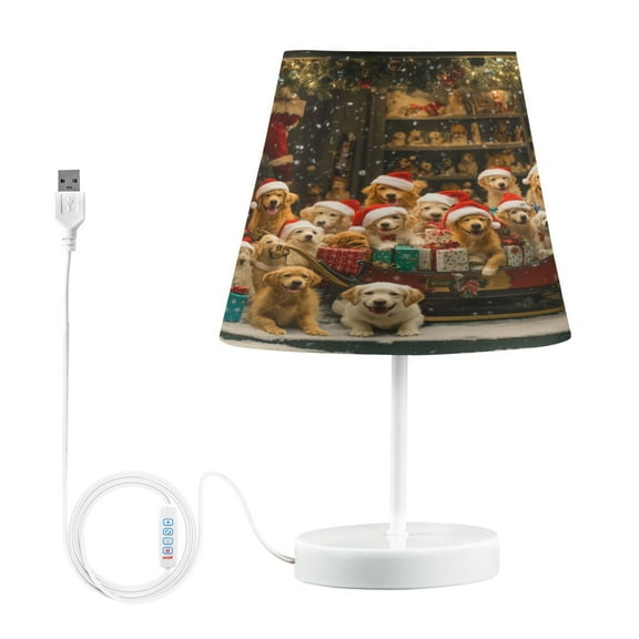 BZSMCE Table Lamp Creative Dogs in Santa Hats Snow Simple Pattern Night Light