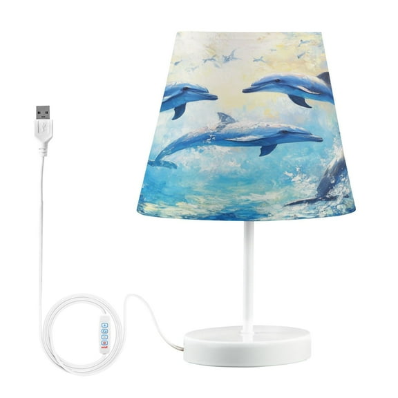 BZSMCE Table Lamp Creative Dolphin Play on The Ocean Simple Pattern Night Light