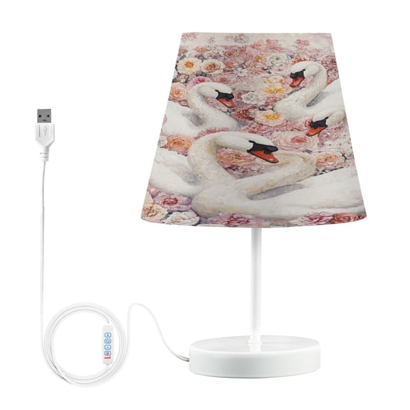 YAZAOO Table Lamp Creative Elegance in Bloom with Swans Pattern Simple Pattern Night Light