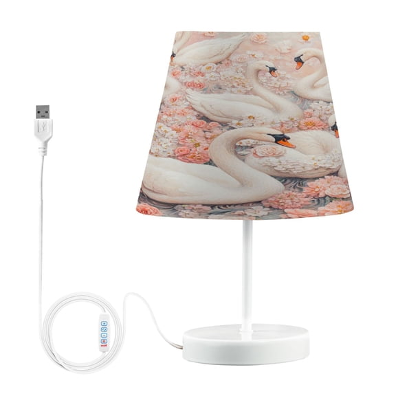 YAZAOO Table Lamp Creative Elegant Swans in Blossom Paradise Pattern Simple Pattern Night Light