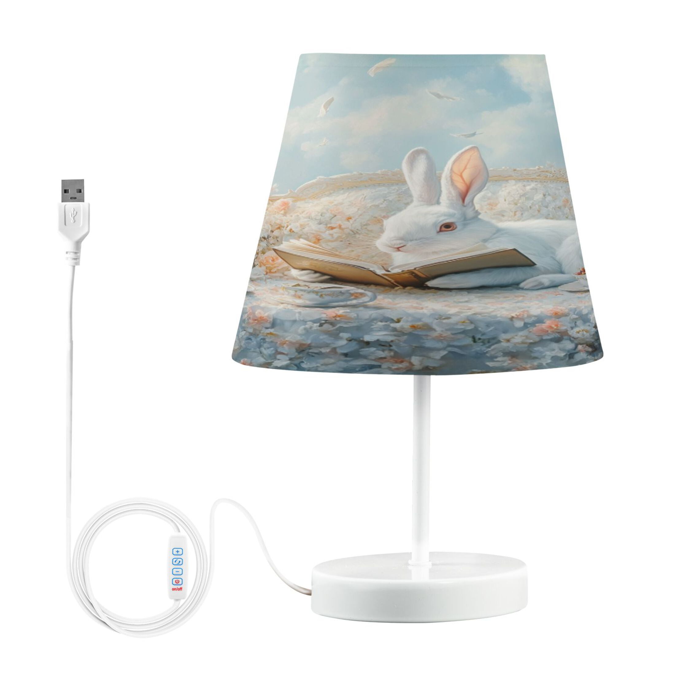 BZSMCE Table Lamp Creative Fairy Tale Bunny Reading Pattern Simple ...