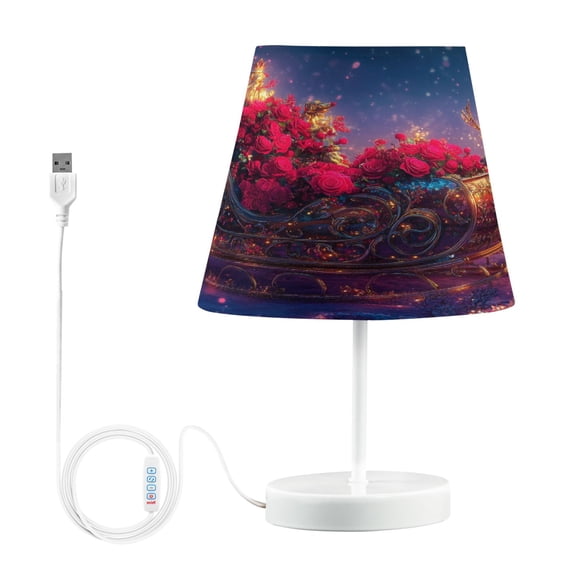 BZSMCE Table Lamp Creative Festive Sleigh with Roses Reindeer Simple Pattern Night Light