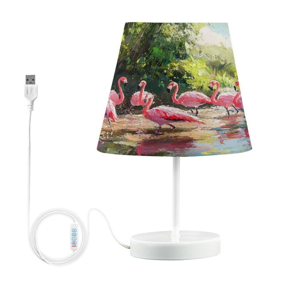 BZSMCE Table Lamp Creative Flamingos in The Forest Simple Pattern Night Light