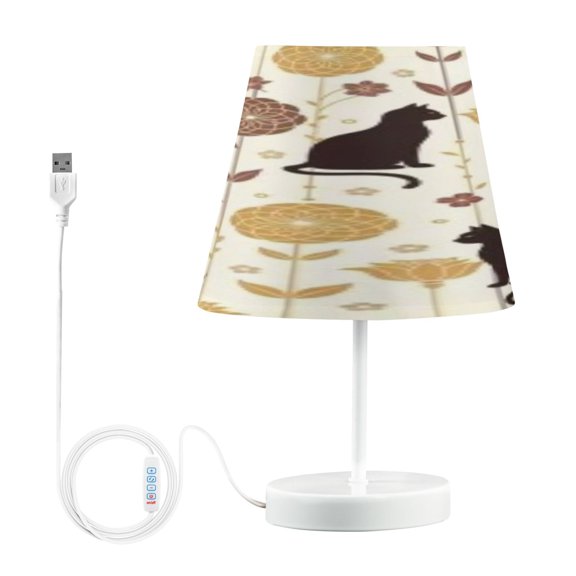 BZSMCE Table Lamp Creative Floral Cats Pattern Simple Pattern Night Light