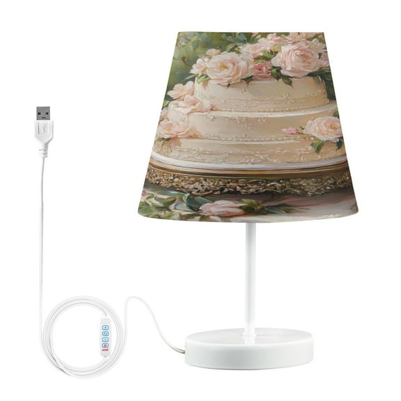BZSMCE Table Lamp Creative Floral Decorated Tiered Wedding Cake Simple Pattern Night Light