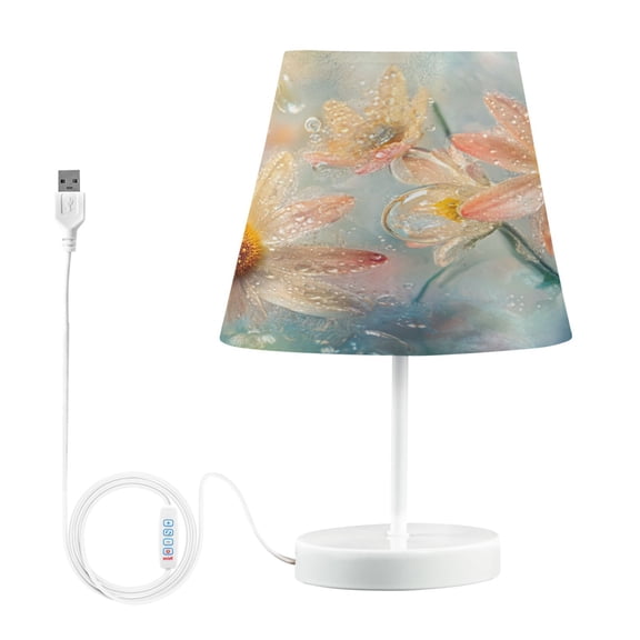 BZSMCE Table Lamp Creative Flowers with Raindrops Simple Pattern Night Light