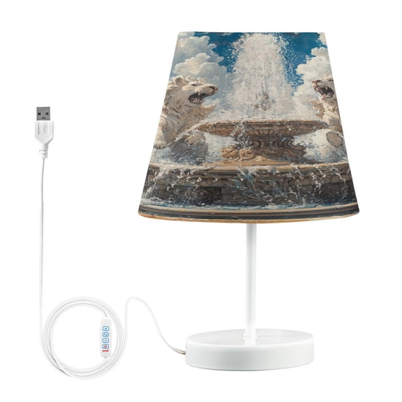 BZSMCE Table Lamp Creative Fountain and Lion Simple Pattern Night Light