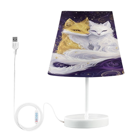 YAZAOO Table Lamp Creative Foxes in Cosmic Harmony Pattern Simple Pattern Night Light