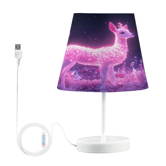 BZSMCE Table Lamp Creative Glowing Deer in Pink Forest Simple Pattern Night Light